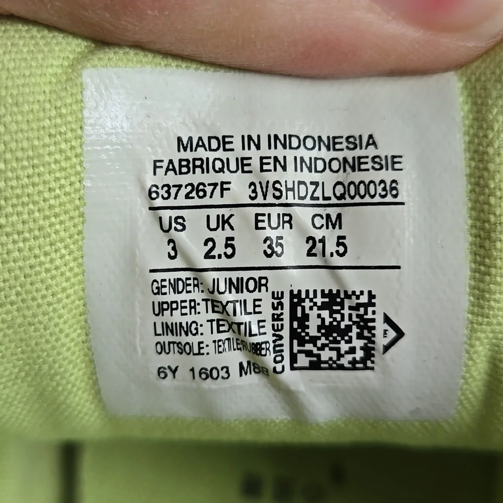 Converse Grey/Green Sneakers, Kids Size 3, Great Condition